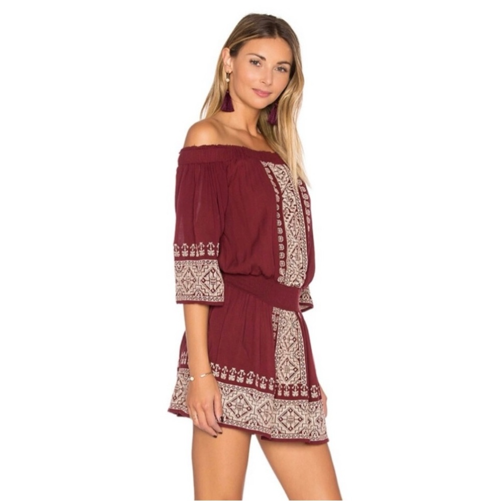 TULAROSA REVOLVE OFF-THE-SHOULDER EMBROIDERED MINI DRESS - Picture 5 of 9
